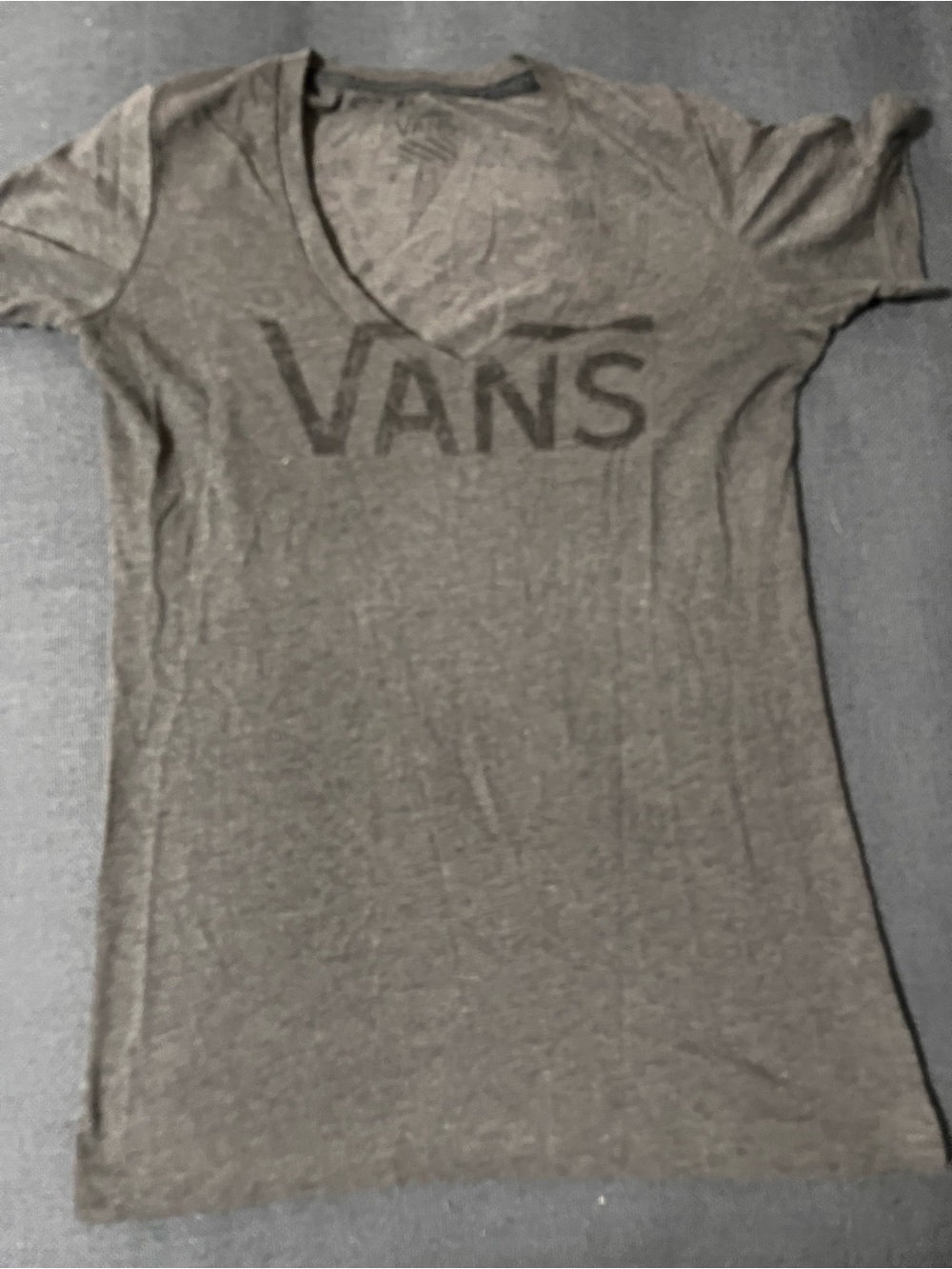 Vans Women's Gray V-Neck Logo Tee